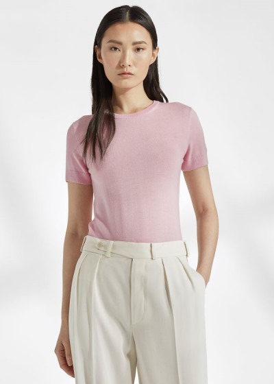 Sueter Ralph Lauren Mujer Rosas - Cashmere Short-Sleeve - LZASB8176